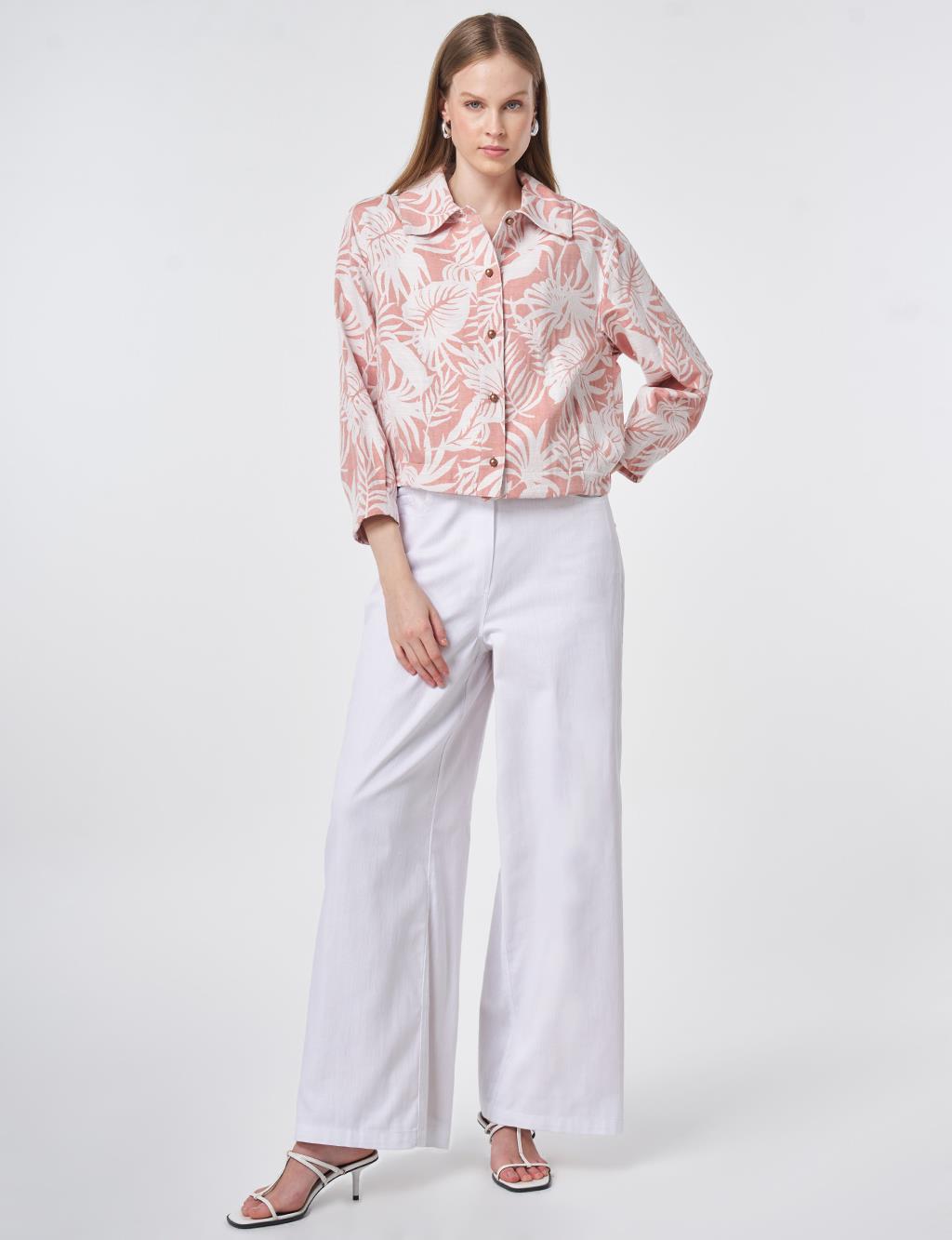 Patterned Short Jacket in Terracotta