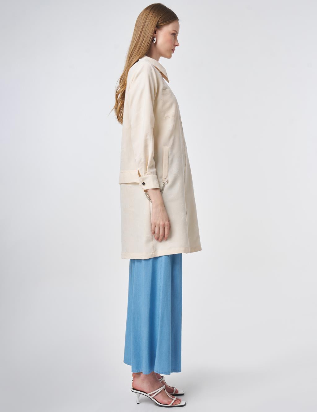 Zincir Detaylı Modal Tunik Krem 