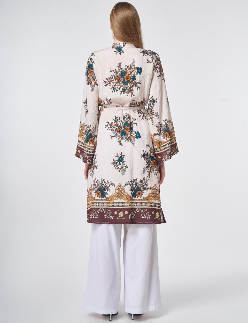 Floral Print Viscose Tunic in Cream