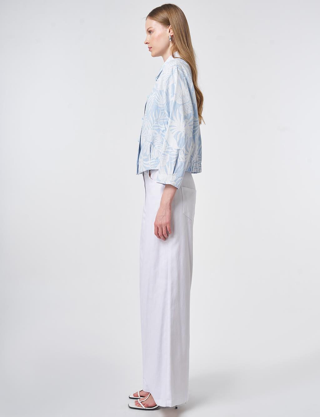 Patterned Short Jacket in Light Air Force Blue