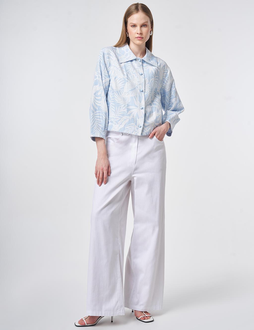 Patterned Short Jacket in Light Air Force Blue