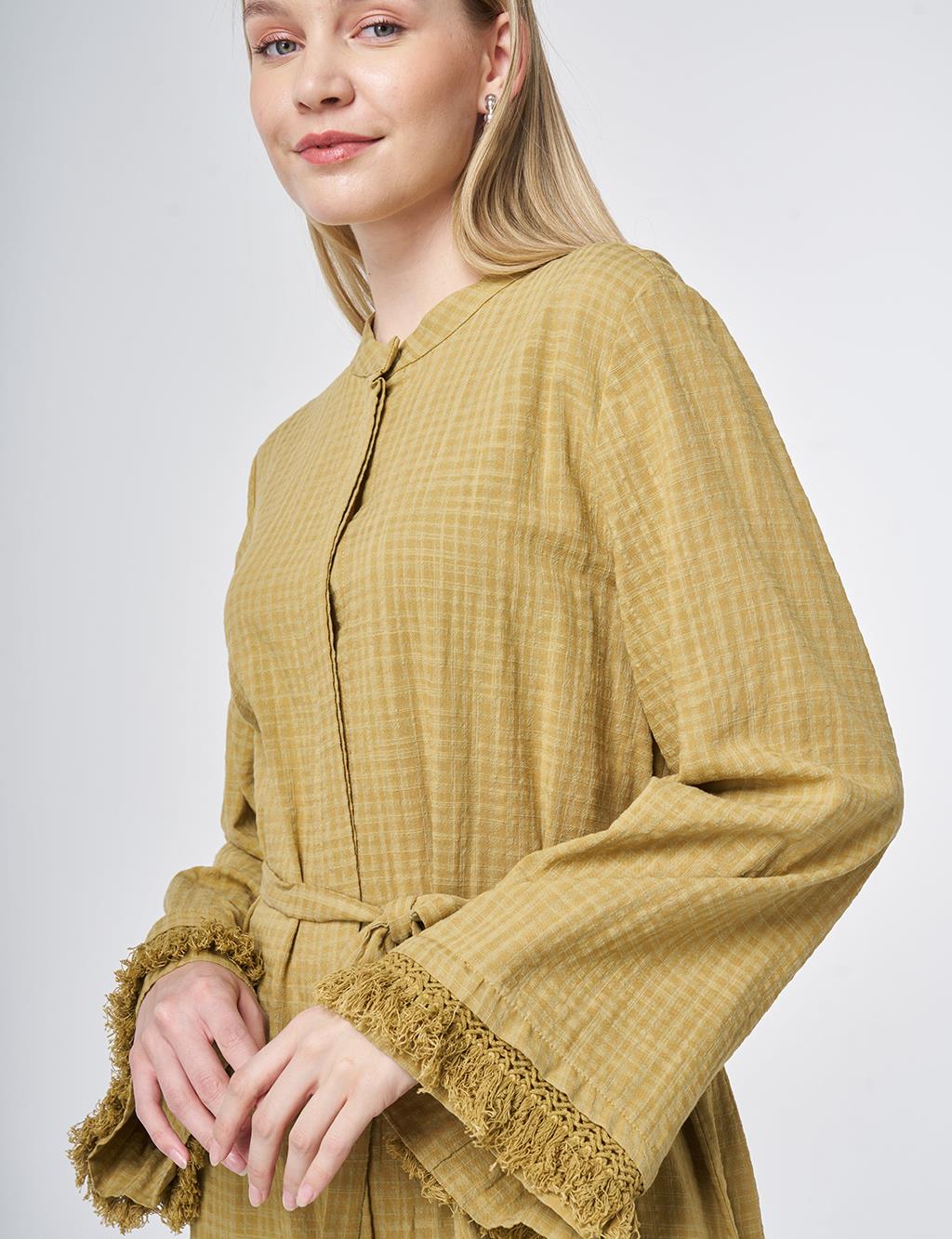 Belted Textured Tunic in Olive Green