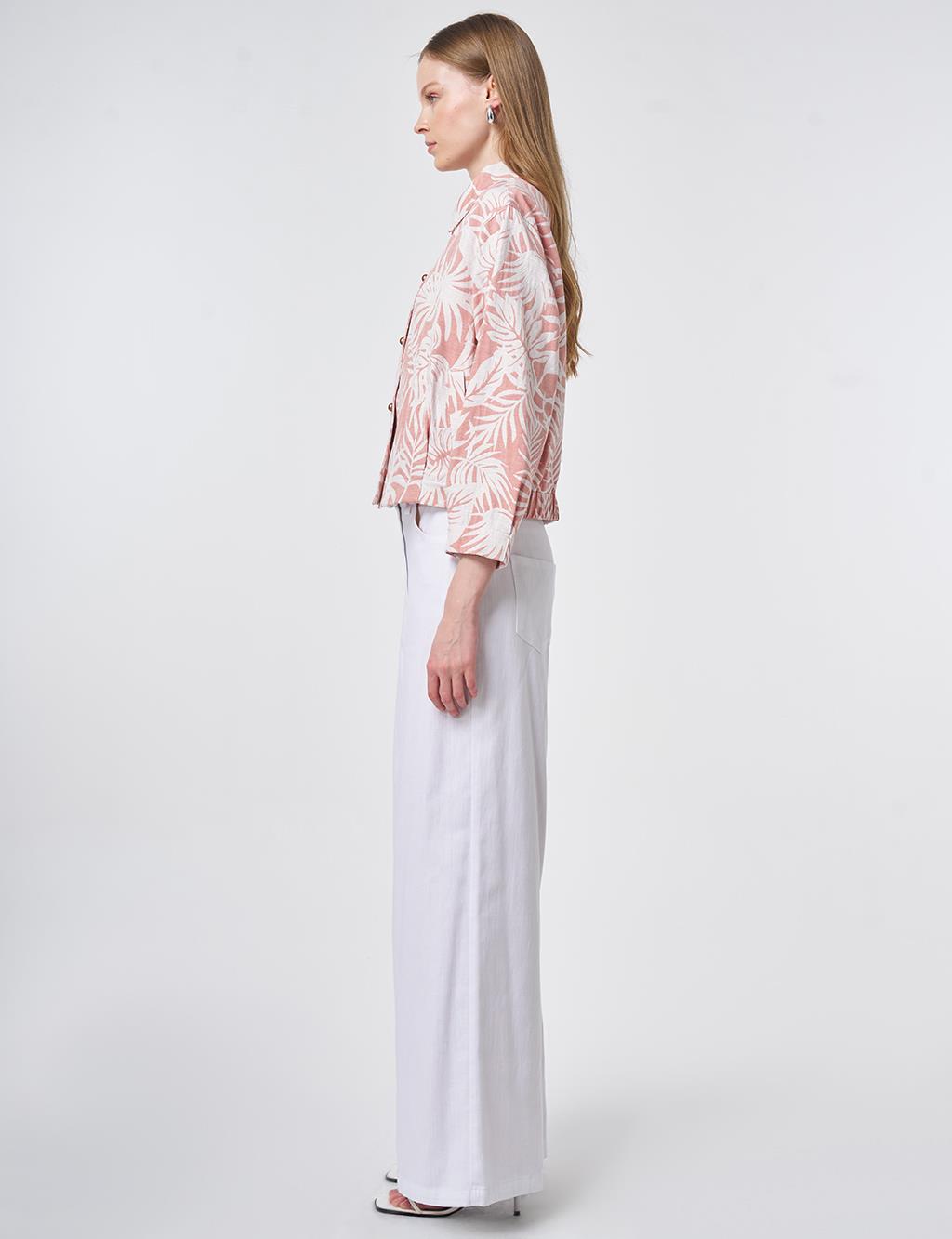 Patterned Short Jacket in Terracotta