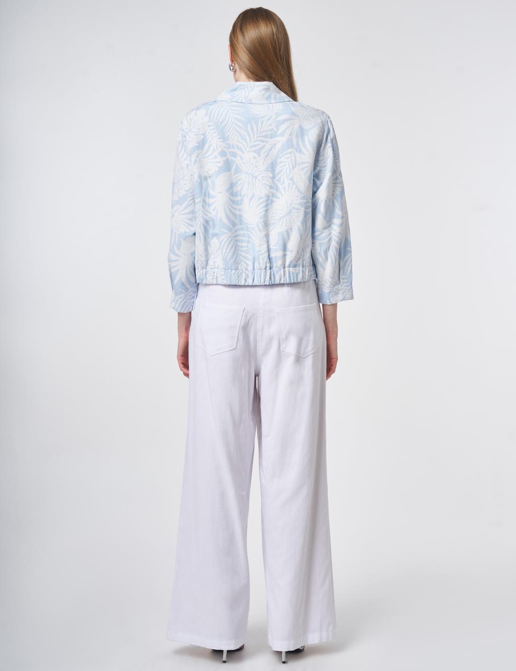Patterned Short Jacket in Light Air Force Blue