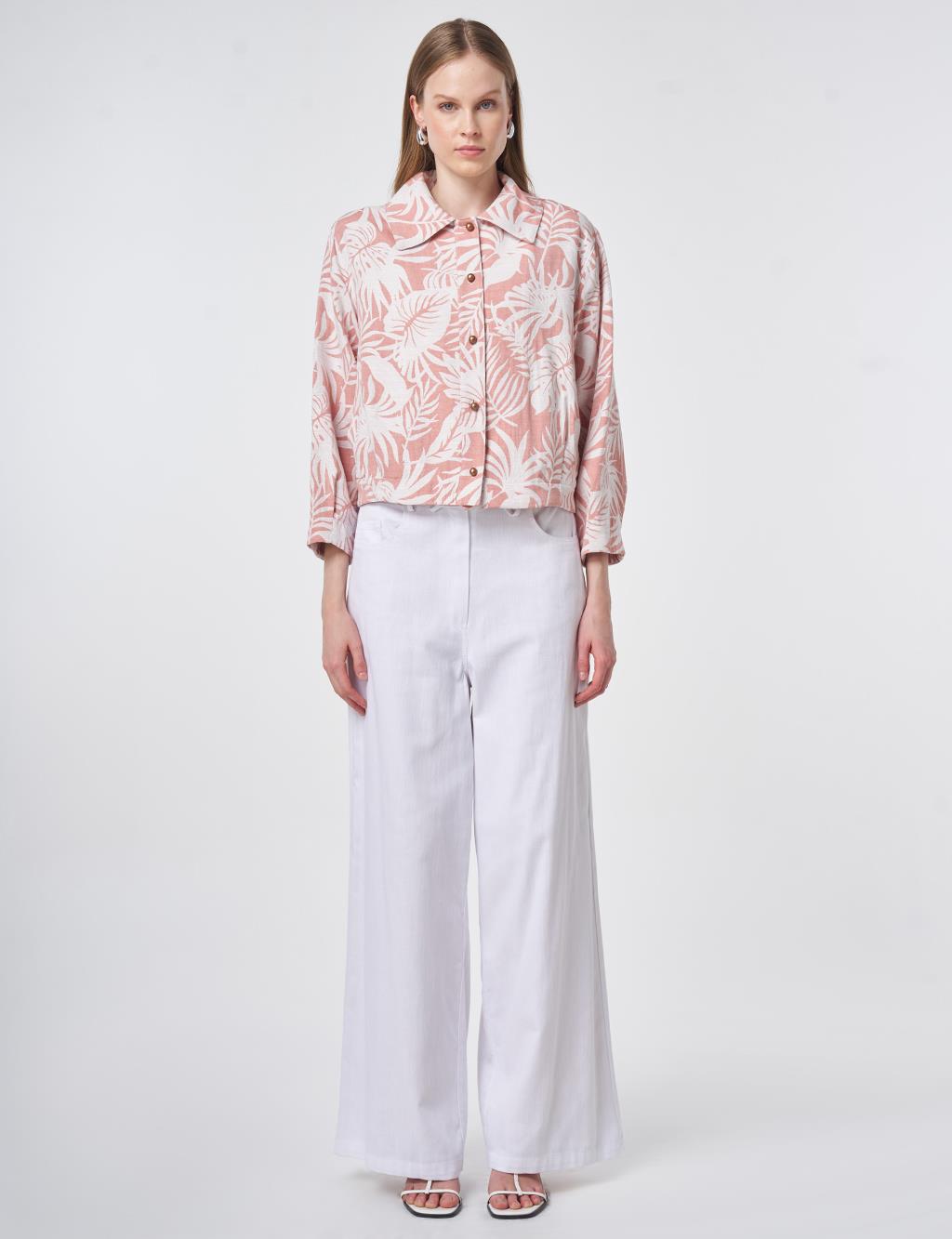 Patterned Short Jacket in Terracotta