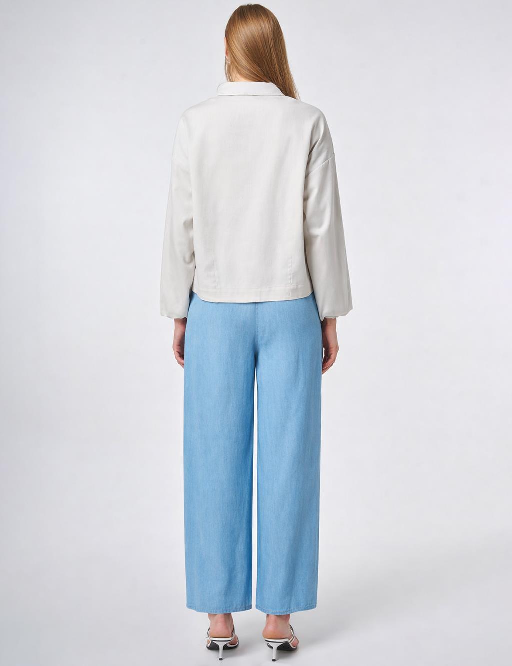 Fermuar Kapamalı Non Denim Kısa Ceket Gri 