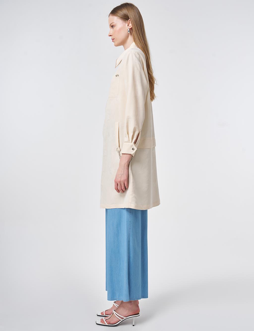 Zincir Detaylı Modal Tunik Krem 