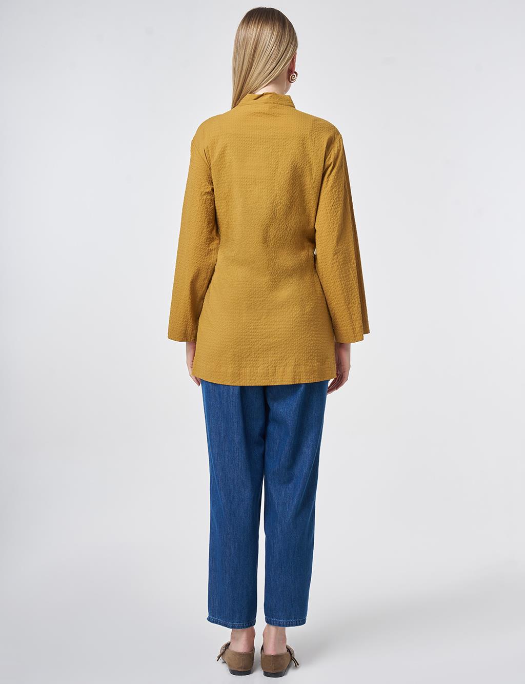 100% Cotton Beaded Kimono in Dark Mustard