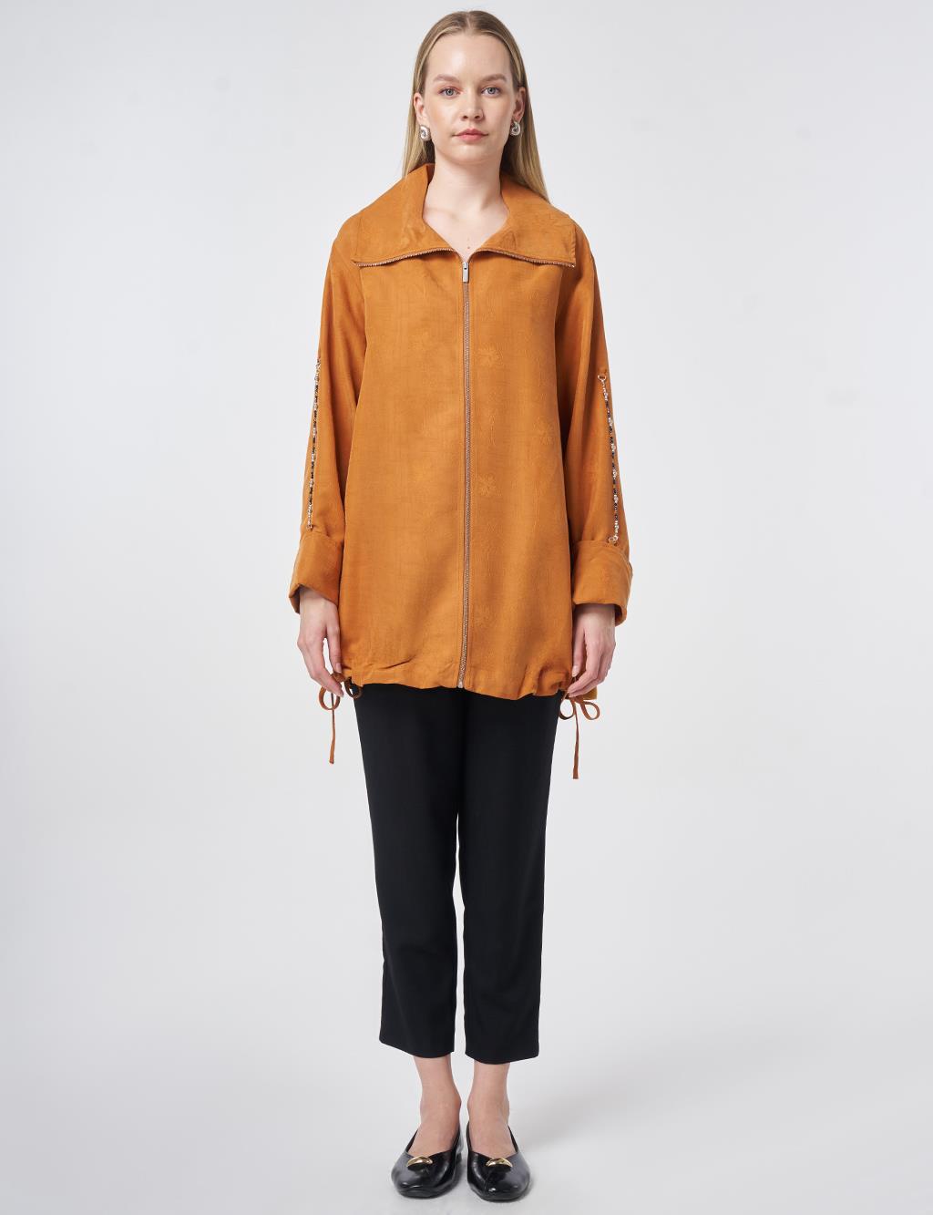 Wide Collar Modal Jacket in Cinnamon