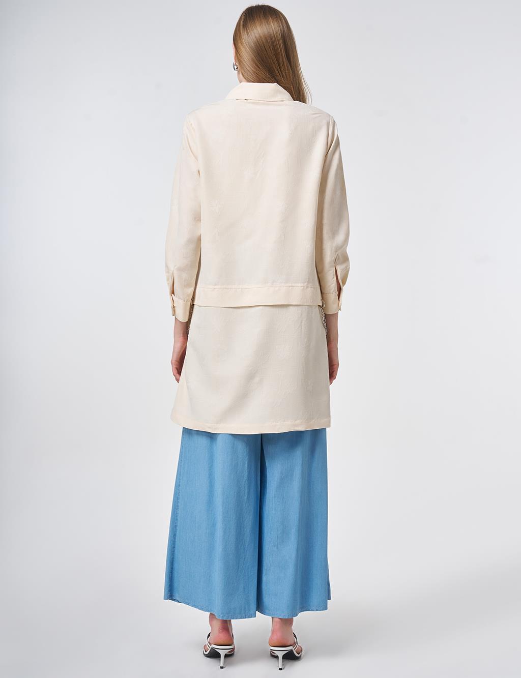 Zincir Detaylı Modal Tunik Krem 