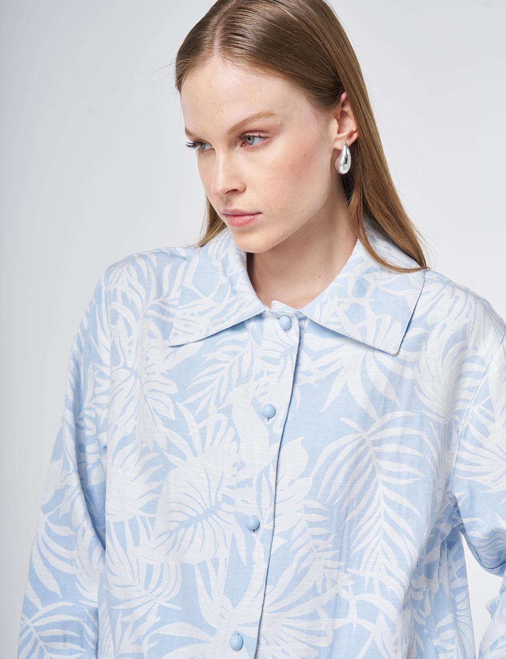 Patterned Short Jacket in Light Air Force Blue