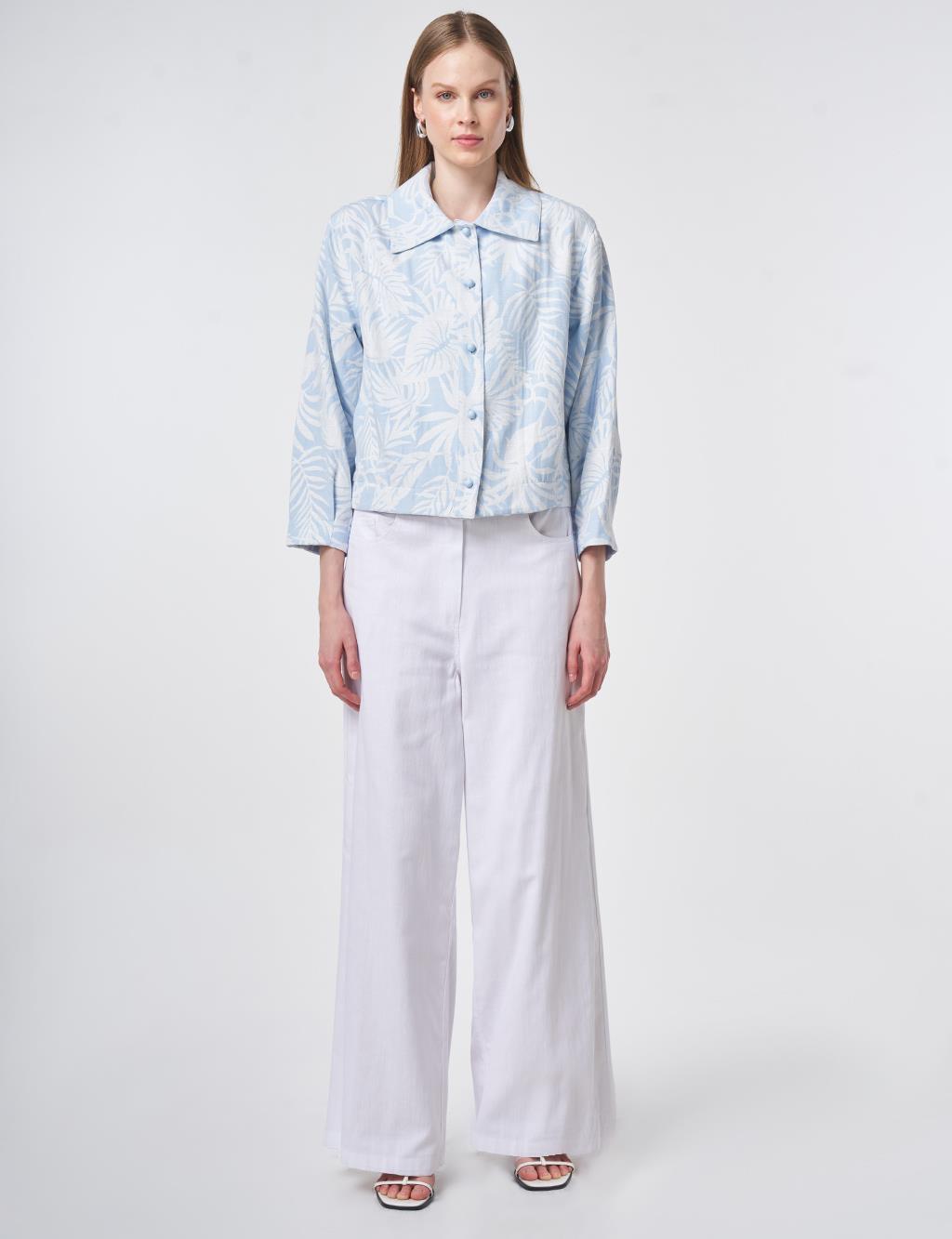 Patterned Short Jacket in Light Air Force Blue