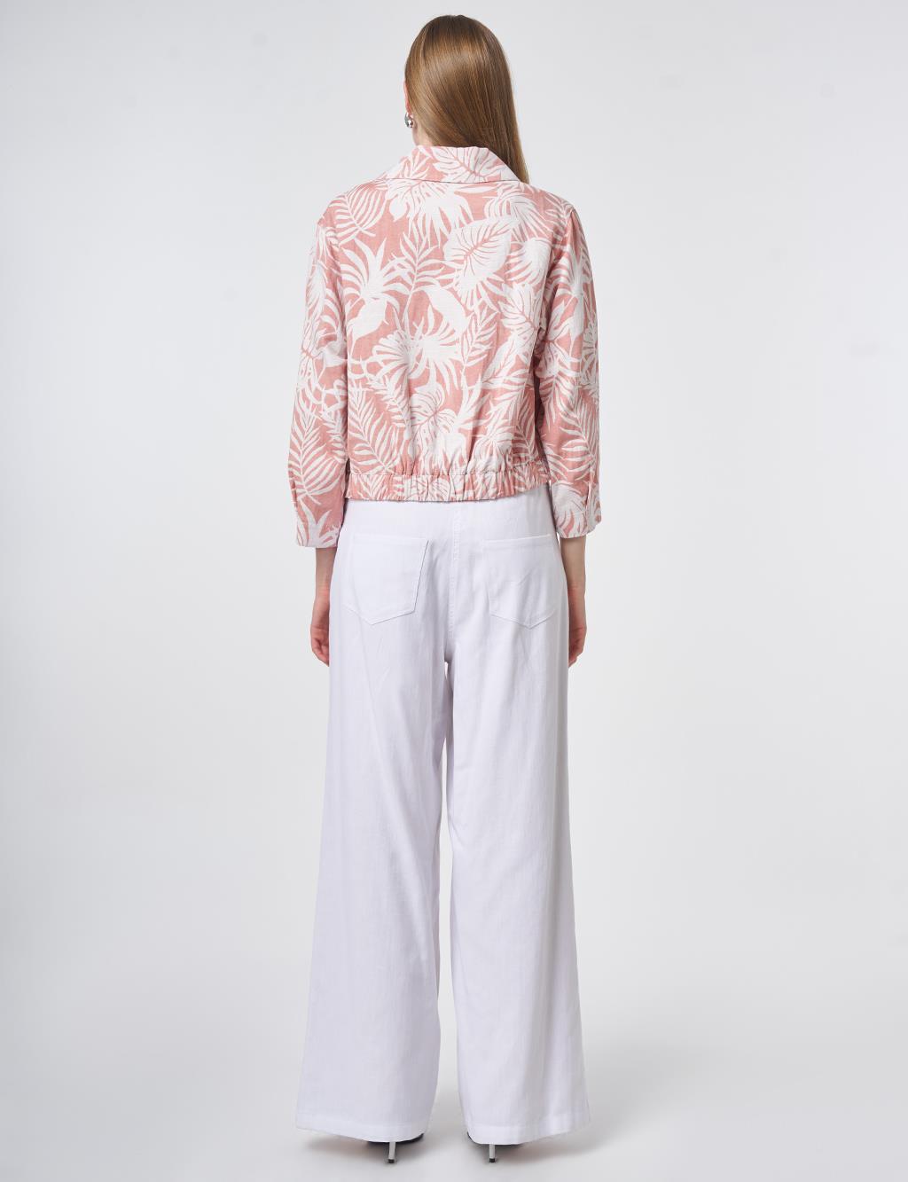 Patterned Short Jacket in Terracotta