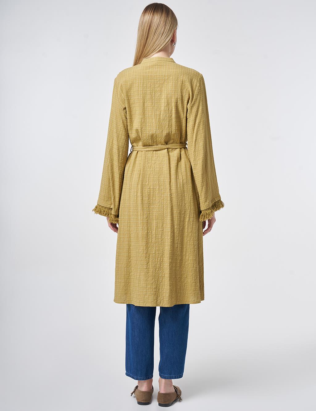 Belted Textured Tunic in Olive Green