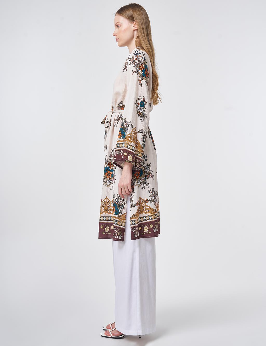 Floral Print Viscose Tunic in Cream
