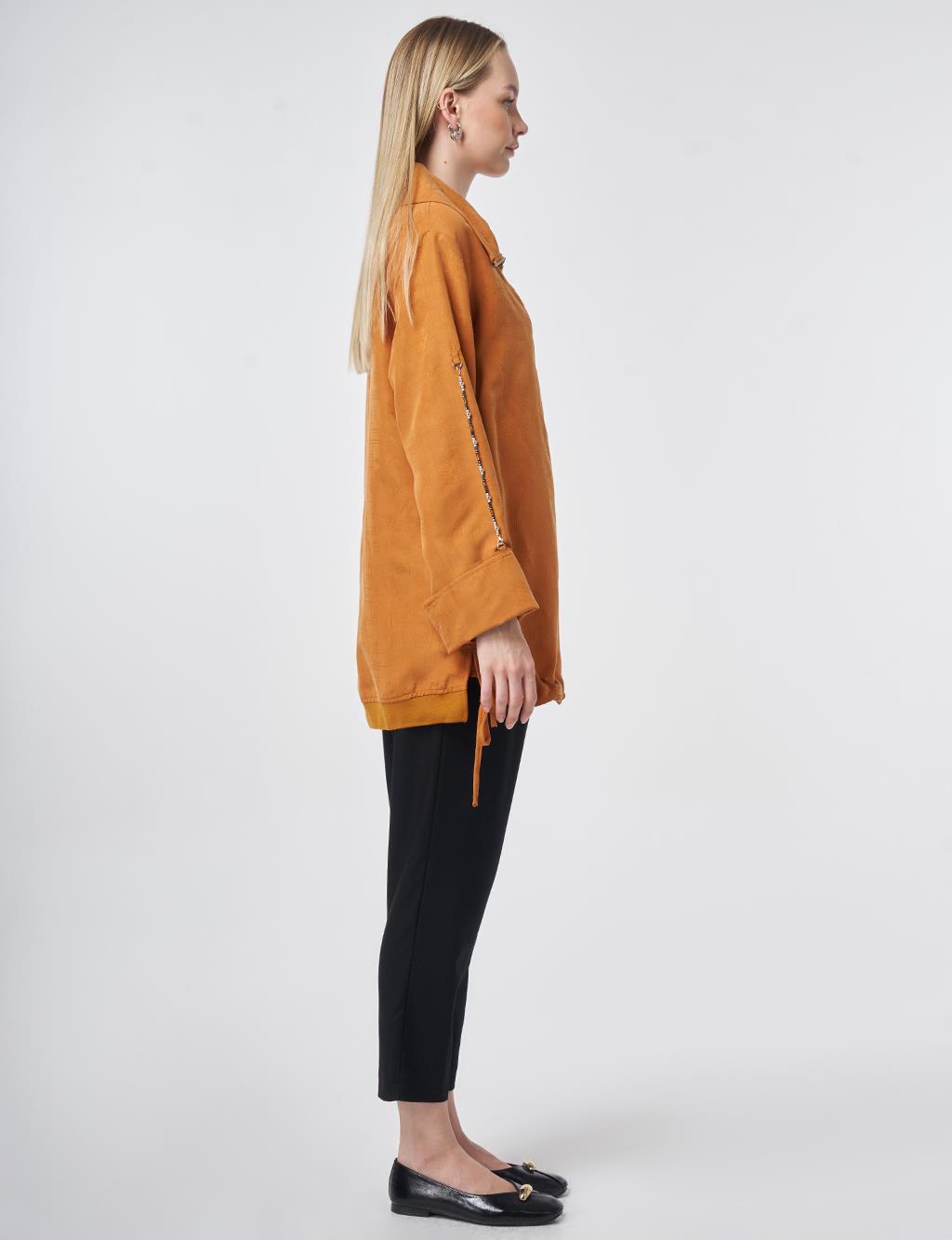 Wide Collar Modal Jacket in Cinnamon
