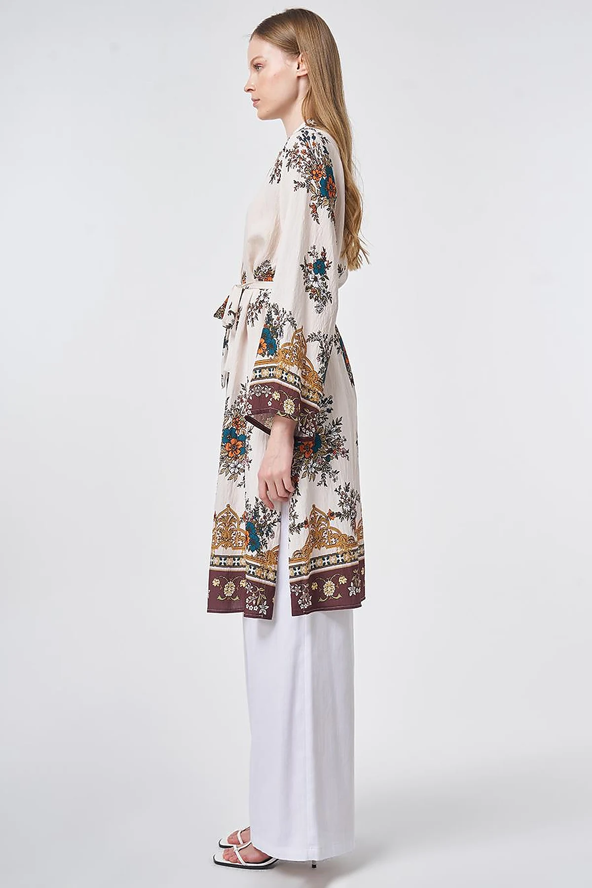 Floral Print Viscose Tunic in Cream
