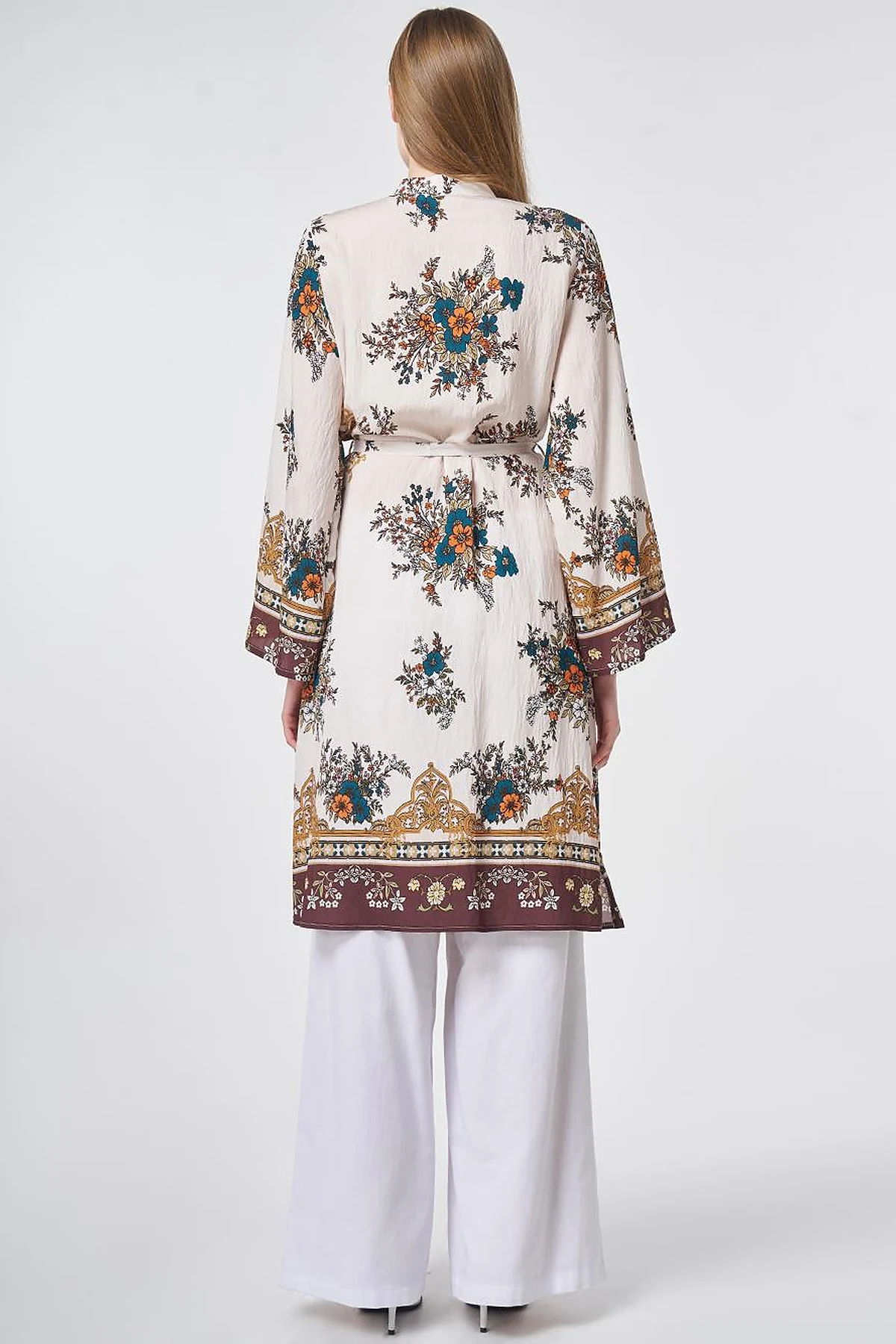 Floral Print Viscose Tunic in Cream