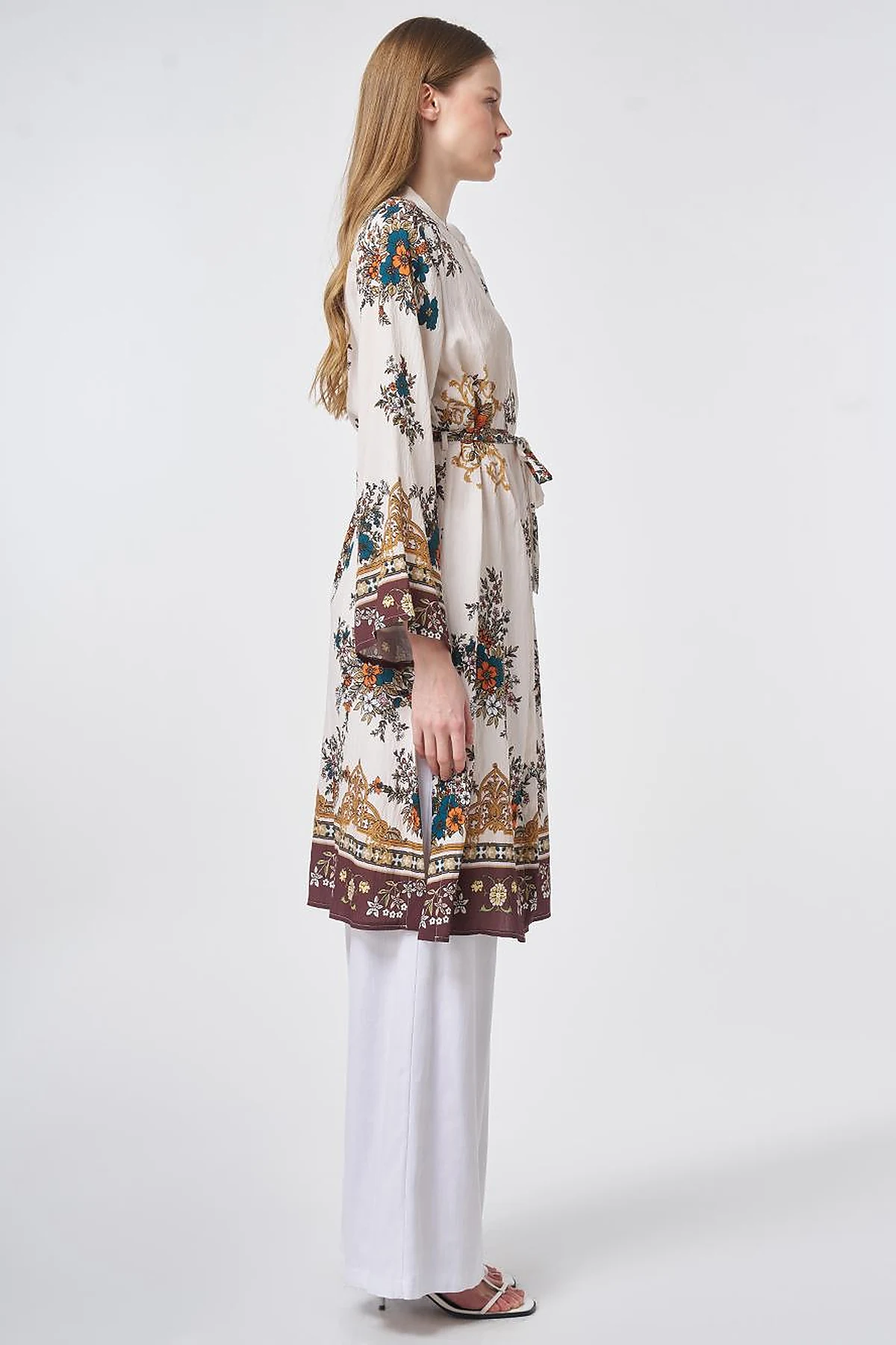 Floral Print Viscose Tunic in Cream