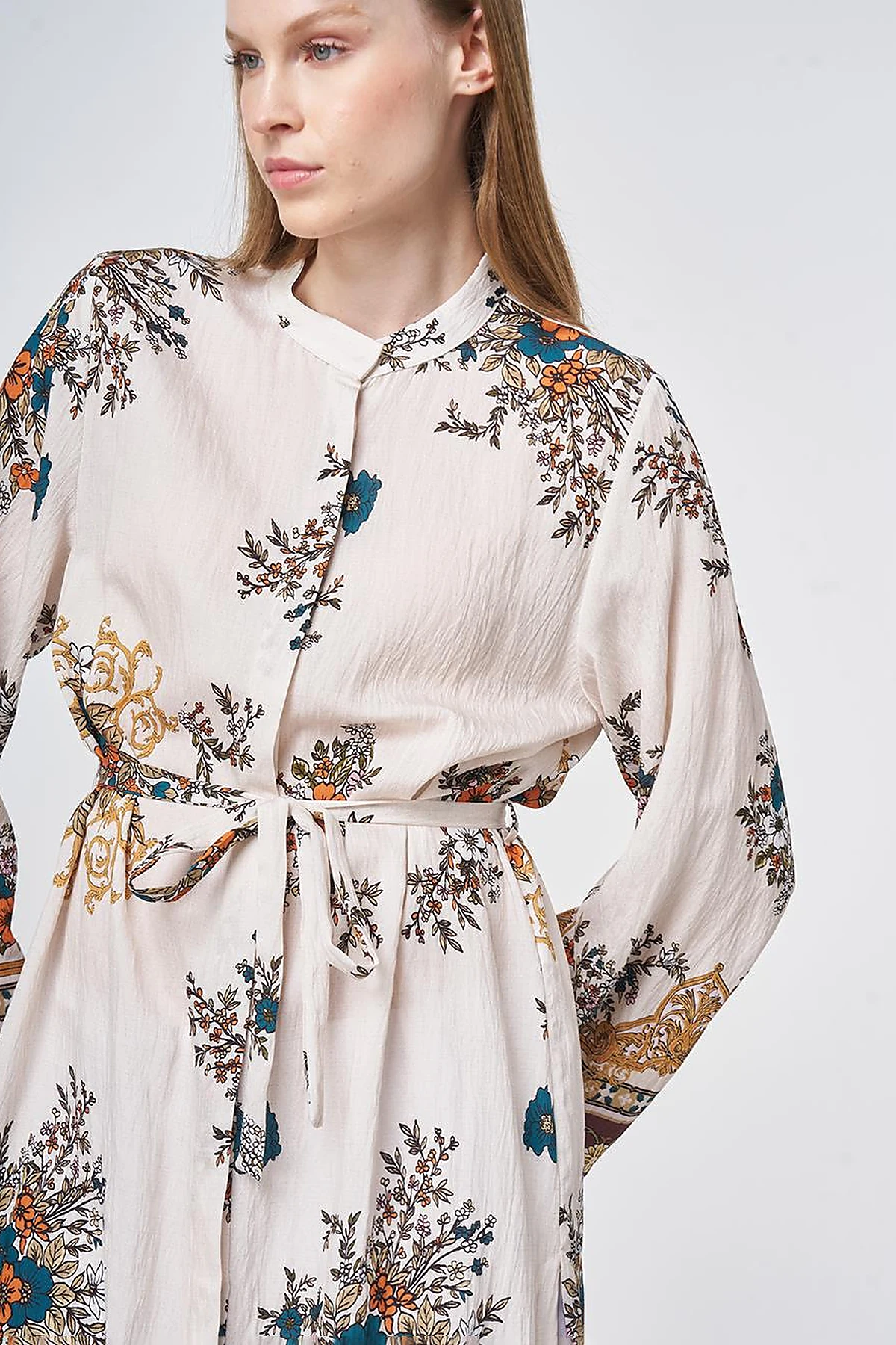 Floral Print Viscose Tunic in Cream