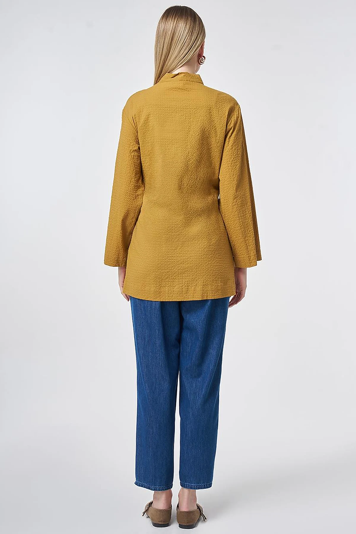 100% Cotton Beaded Kimono in Dark Mustard