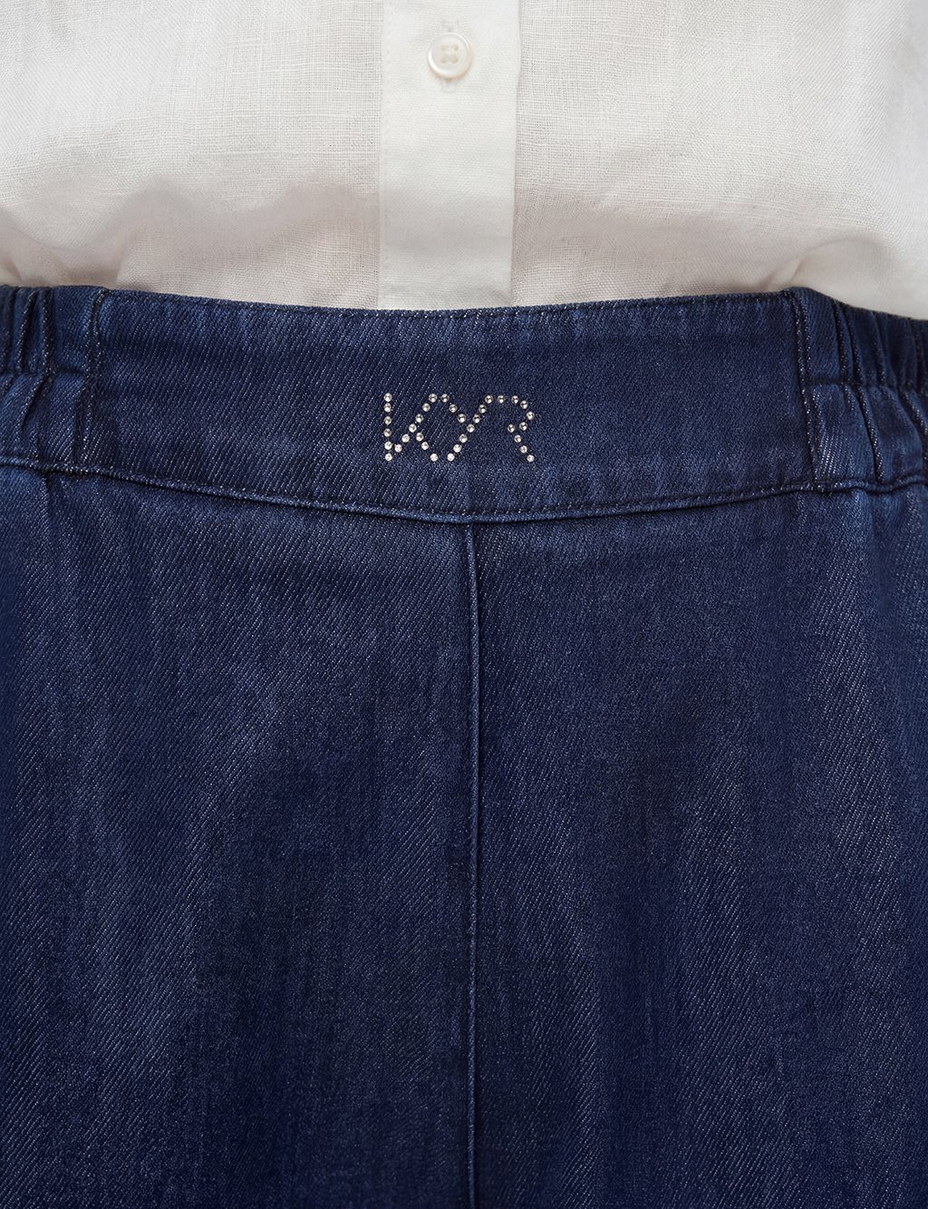 Yıkamalı Metal Baskılı Denim Pantolon İndigo