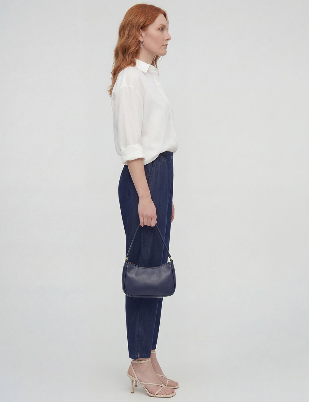 Yıkamalı Metal Baskılı Denim Pantolon İndigo