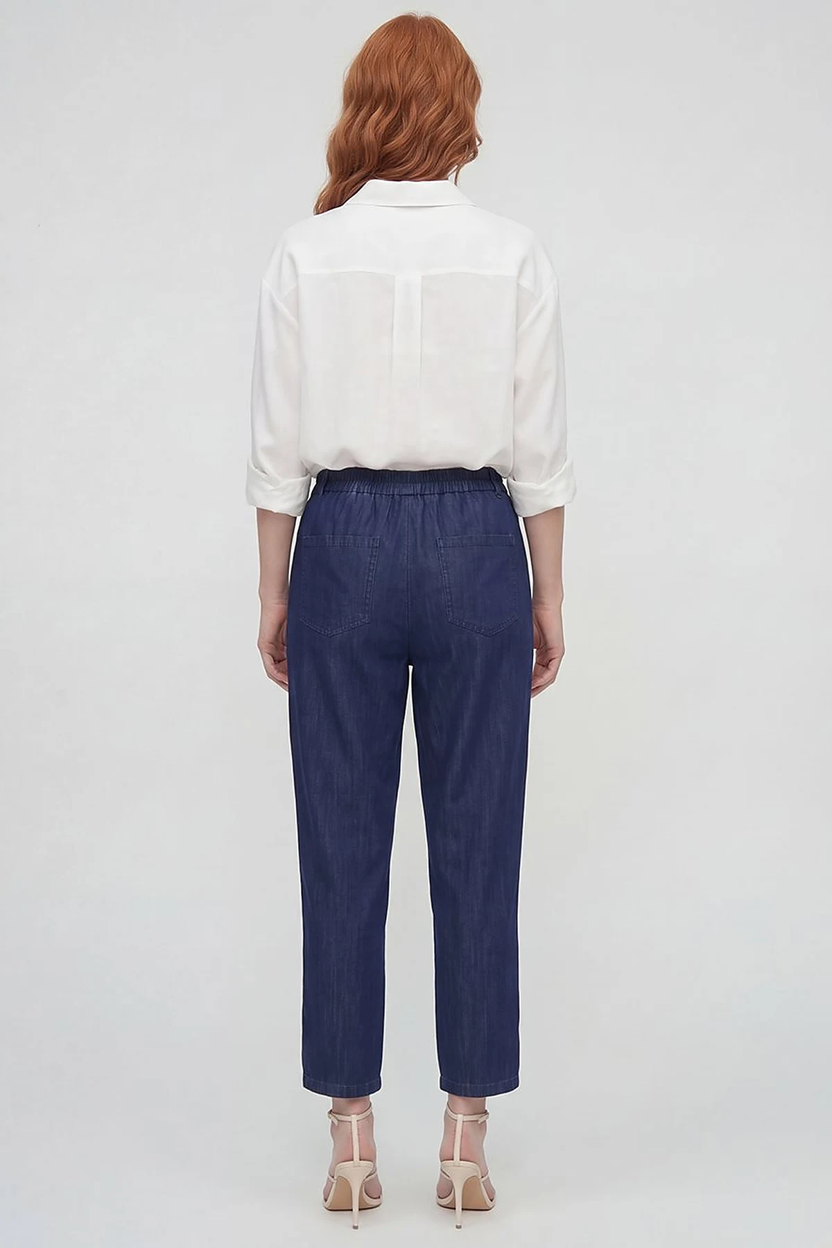 Washed Metallic Print Denim Trousers Indigo