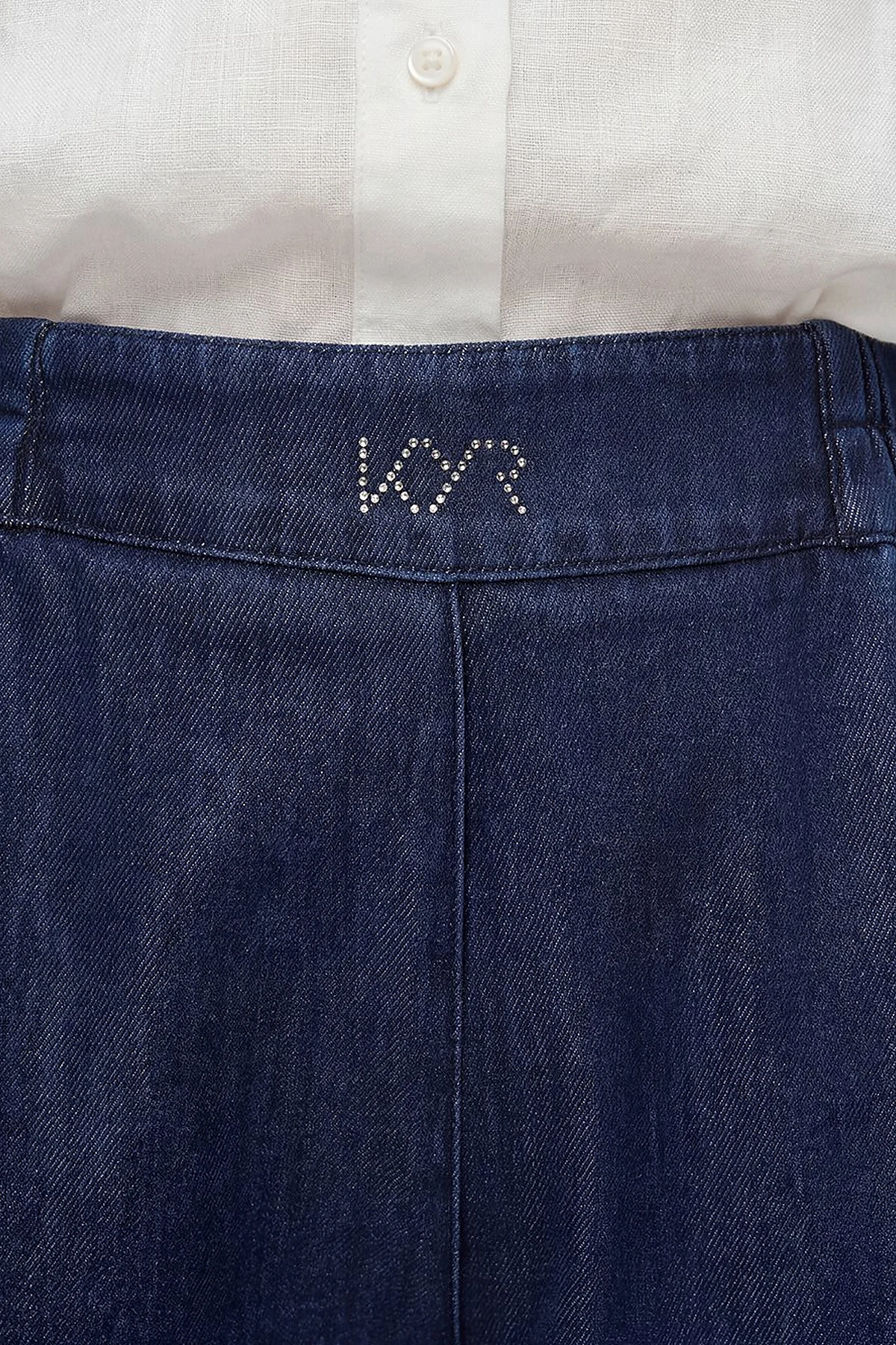 Washed Metallic Print Denim Trousers Indigo