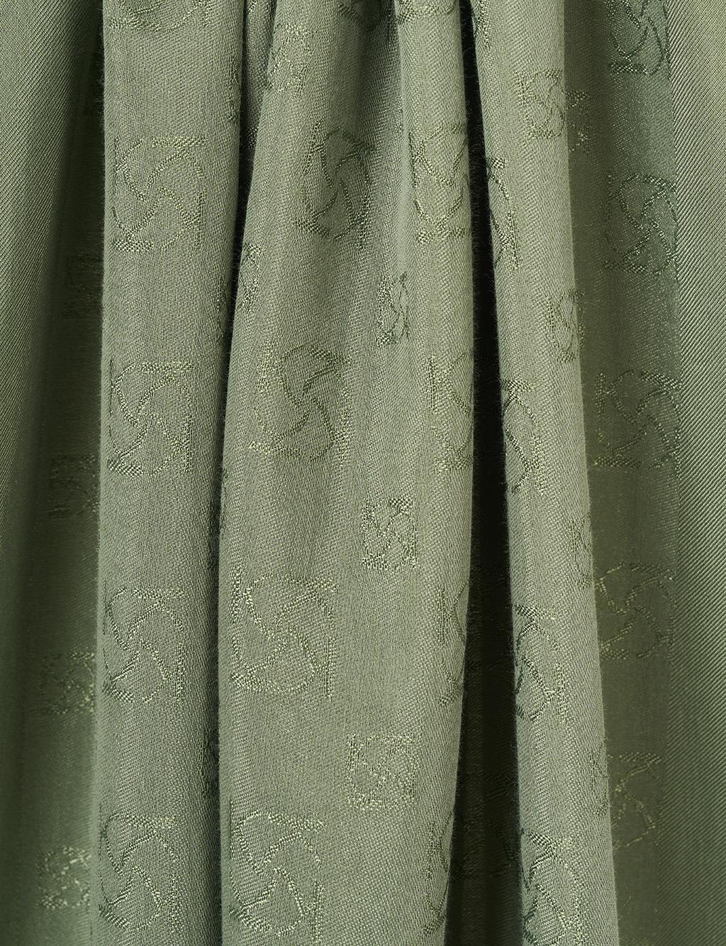 Monogram Pattern Lyocell Shawl Forest Green