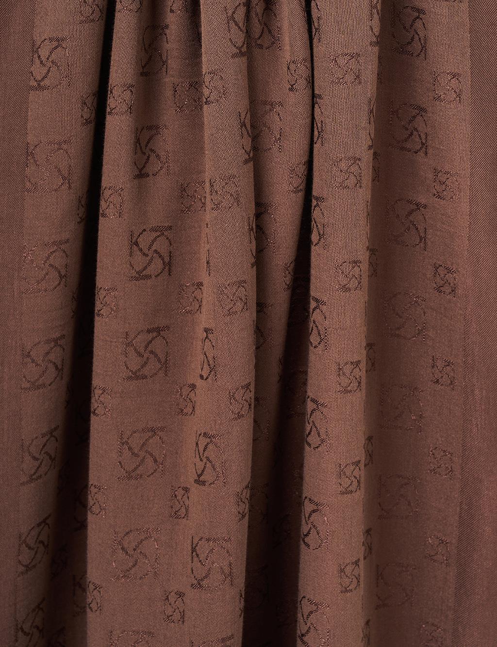 Monogram Pattern Lyocell Shawl Dark Brown