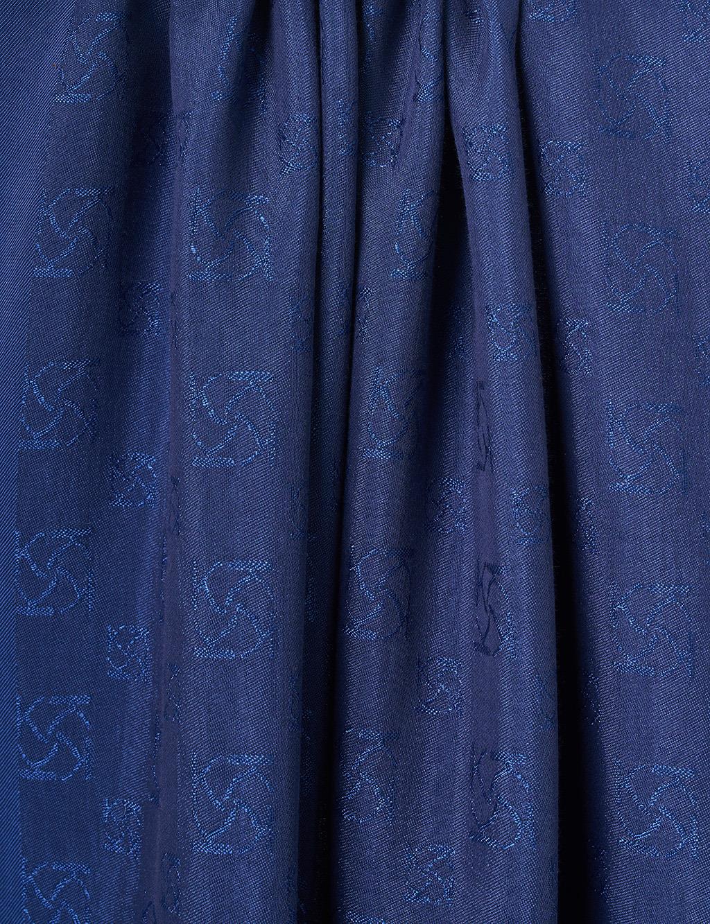 Monogram Pattern Lyocell Shawl Navy