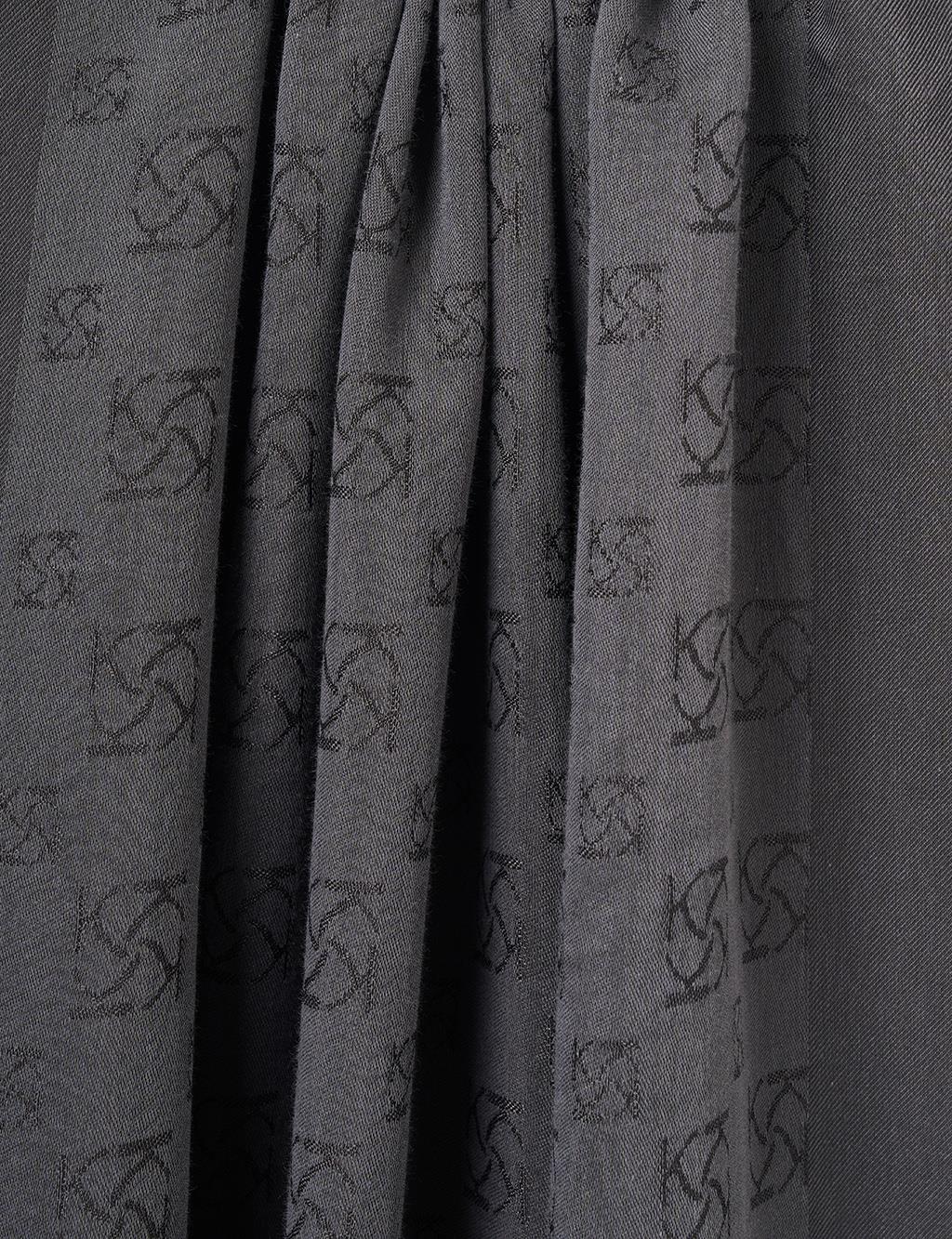 Monogram Pattern Lyocell Shawl Black