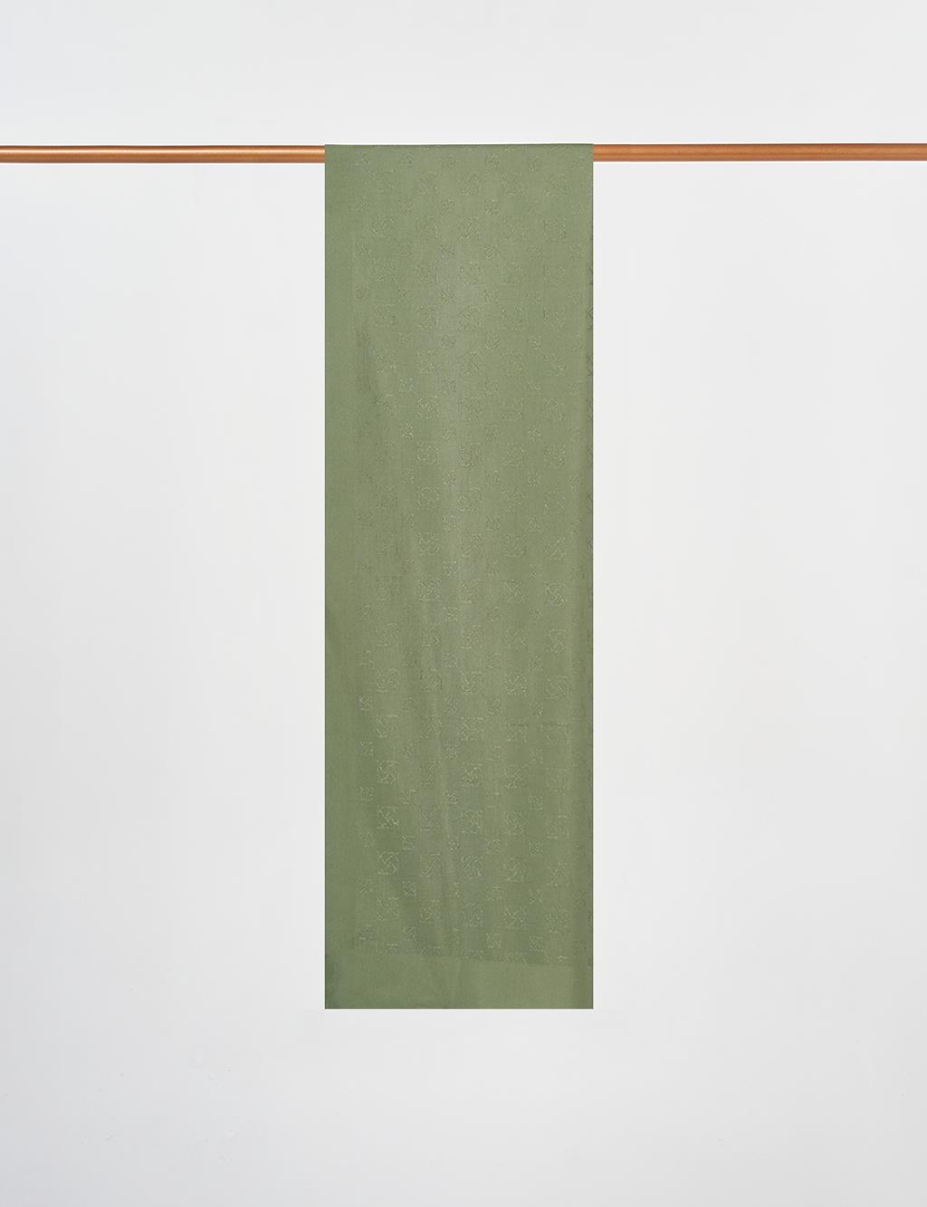 Monogram Pattern Lyocell Shawl Forest Green