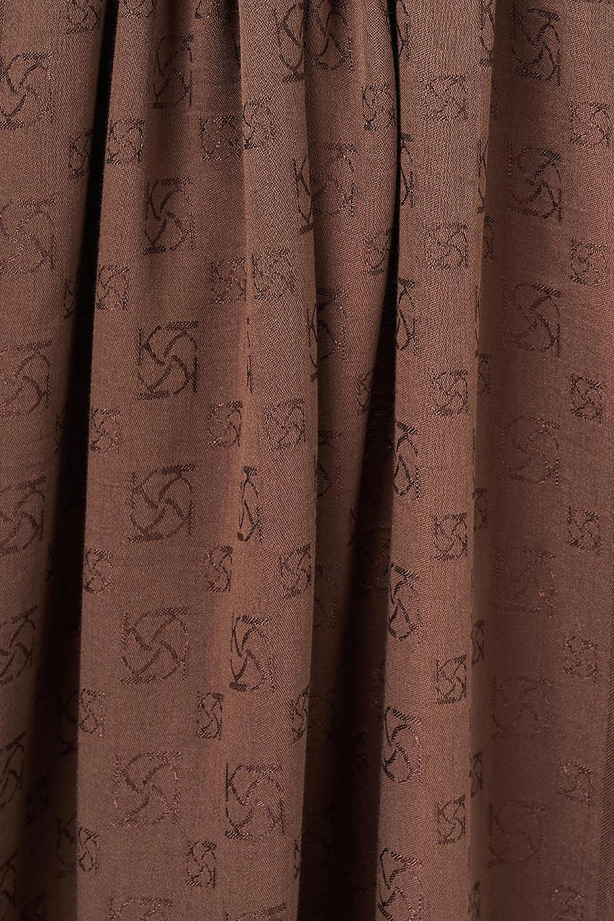 Monogram Desen Lyocell Şal Koyu Kahve