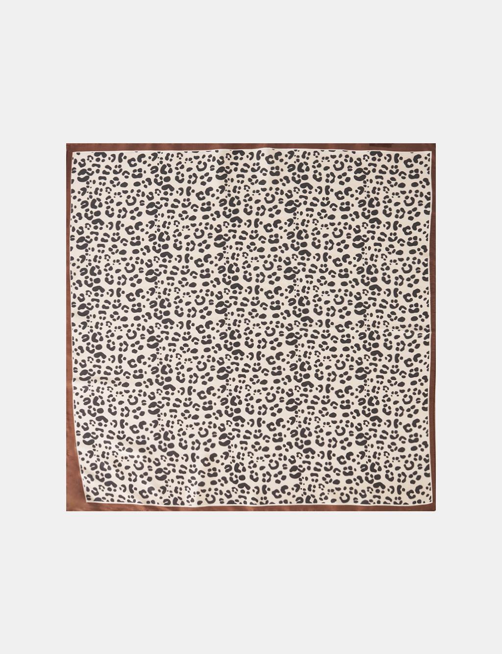 Brown-Cream Leopard Print Scarf