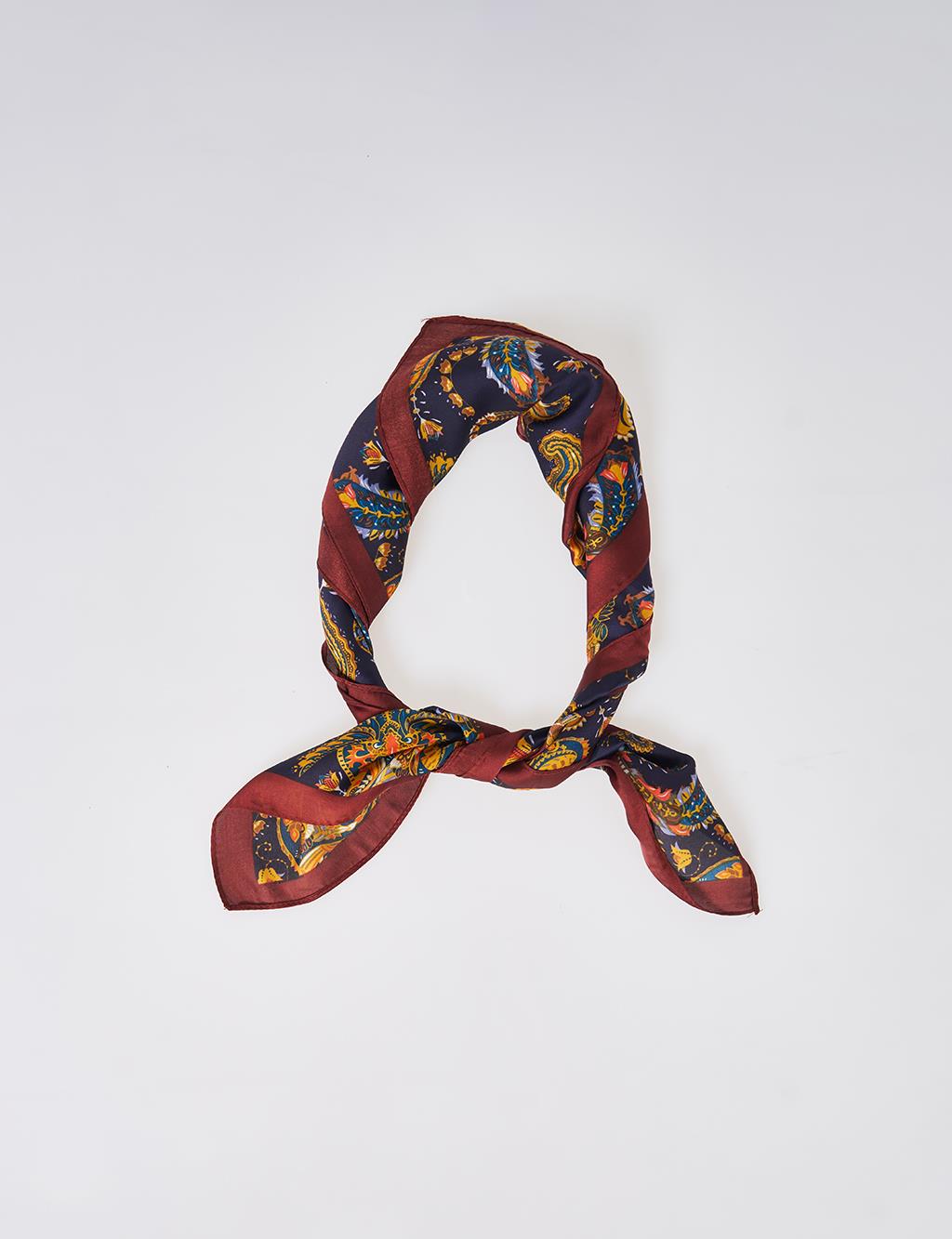 Navy-Yellow Mixed Pattern Scarf
