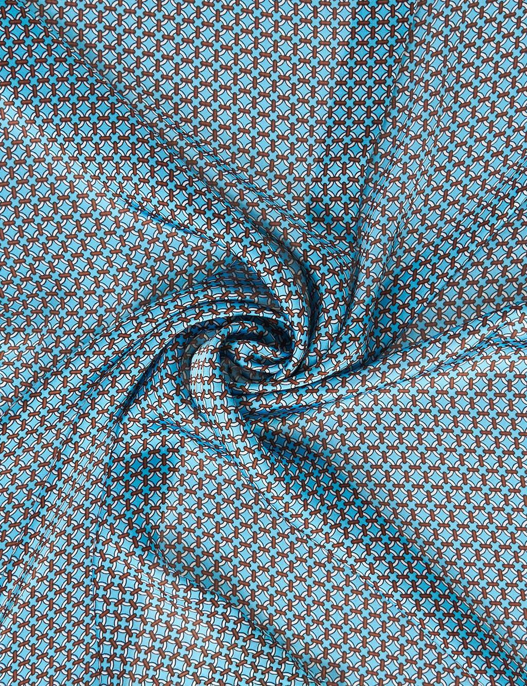 Blue-White Geometric Pattern Scarf