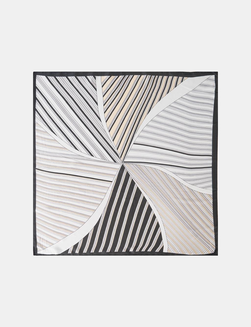 Grey Striped Pattern Scarf