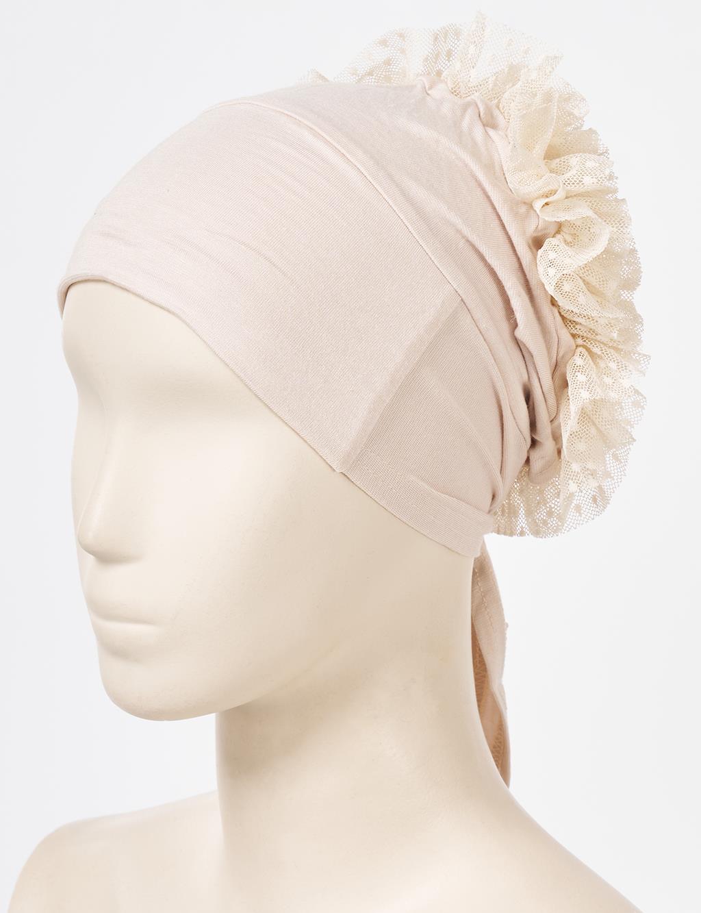 Cream Ruffled Bonnet