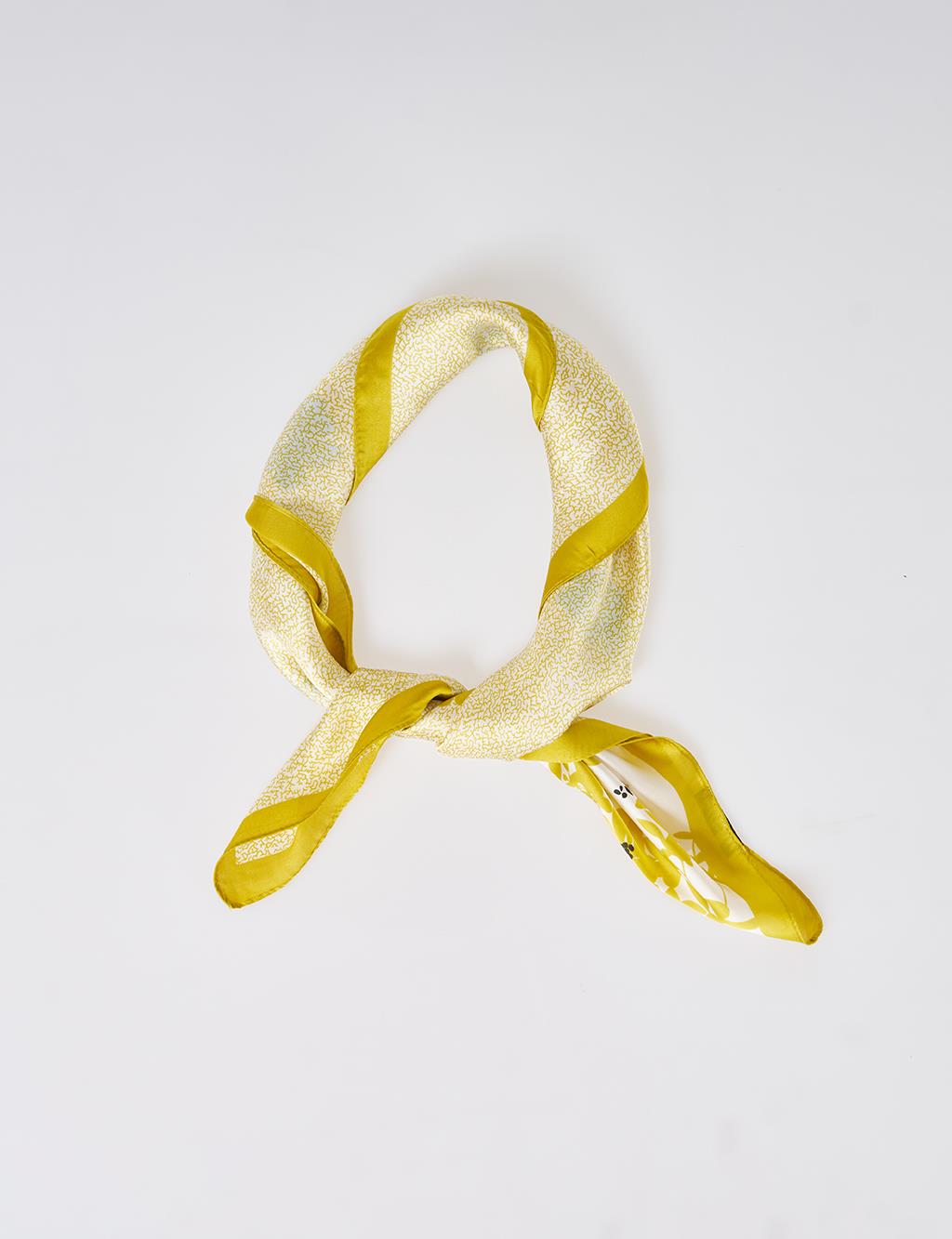 Yellow-Optic White Wildflower Pattern Scarf