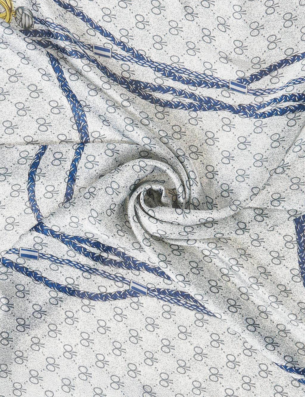 Grey-Navy Rope Pattern Scarf