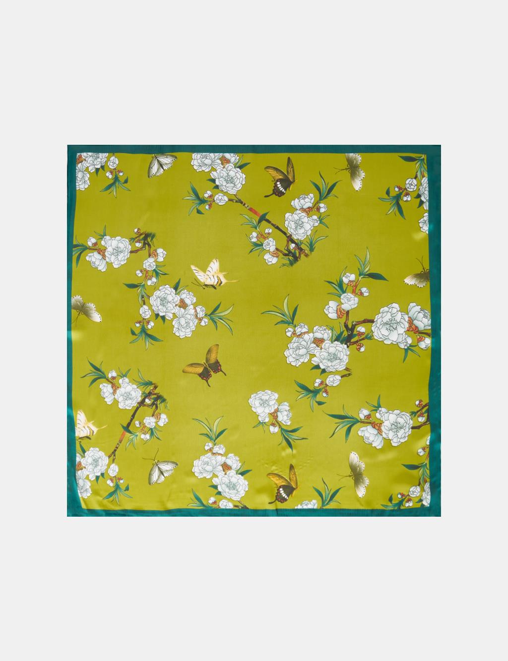 Olive Green Mini Floral Pattern Scarf