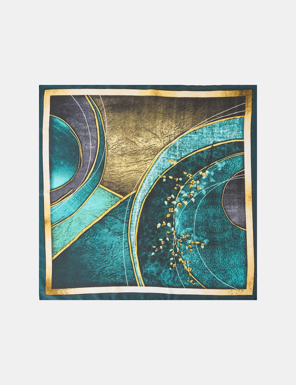Petrol-Terracotta Semi-Circle Pattern Scarf