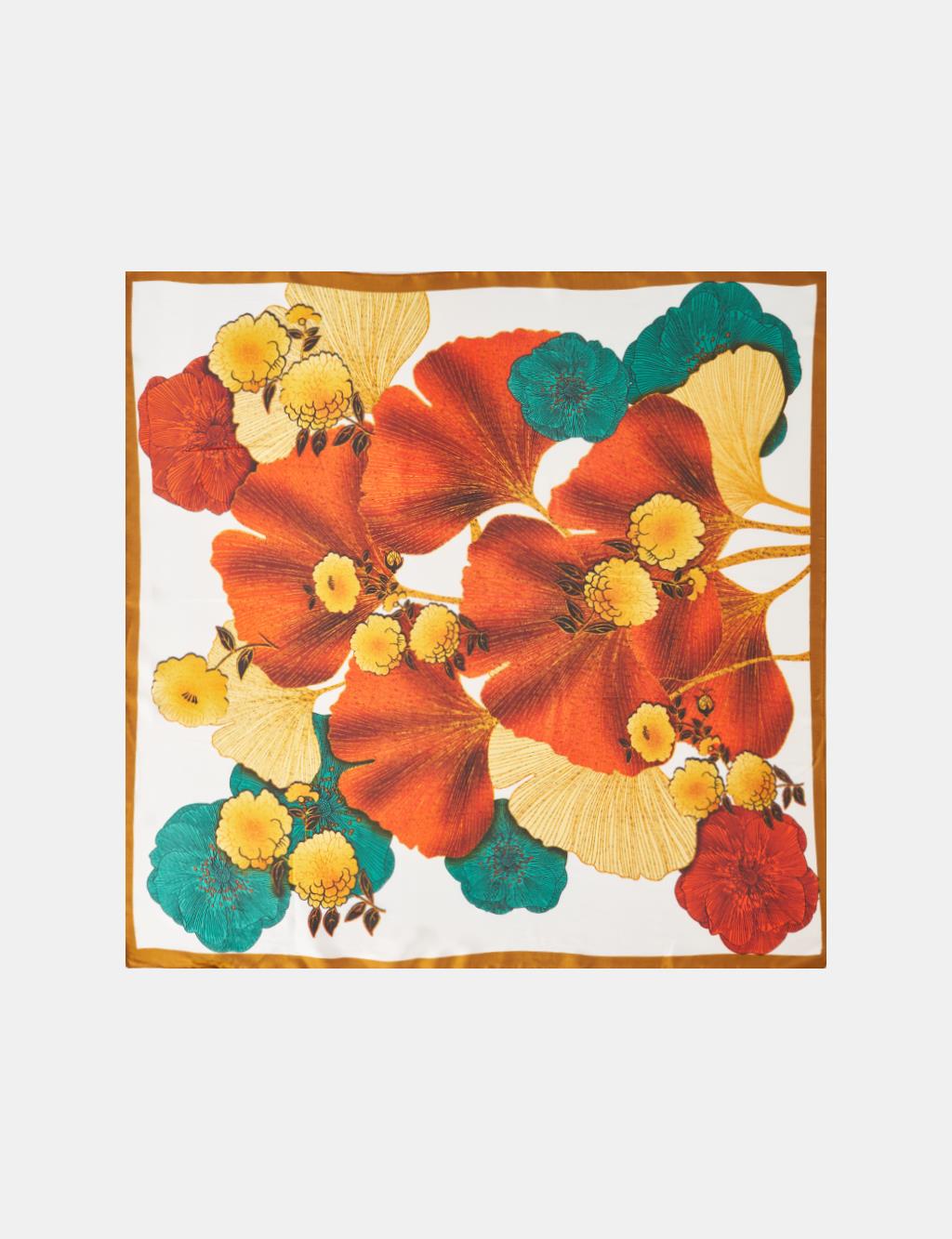 Brick Red Floral Scarf