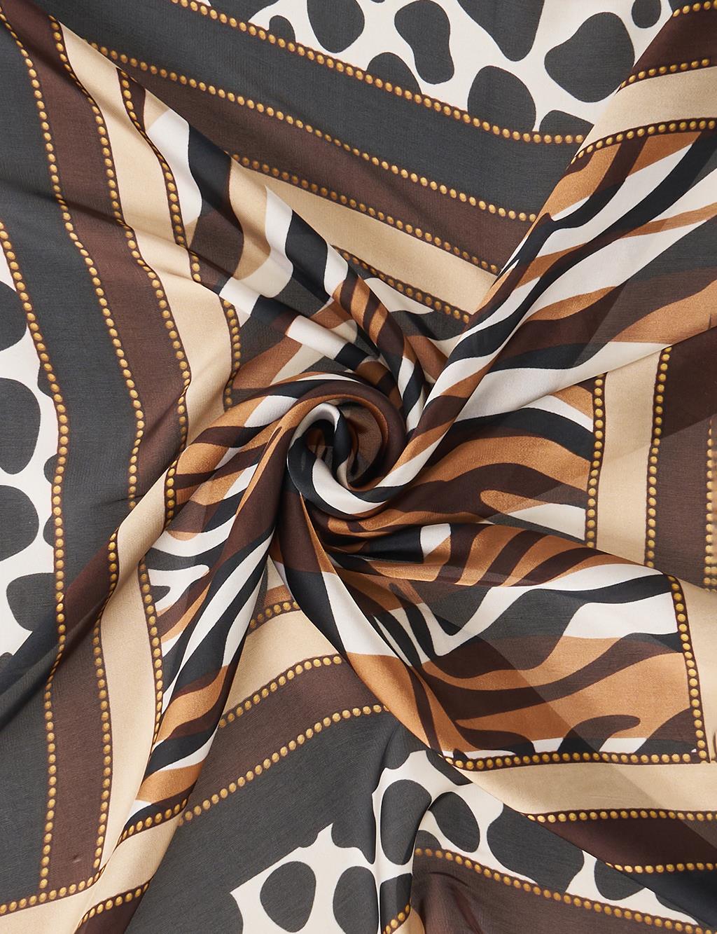 Brown-Camel Zebra Pattern Scarf