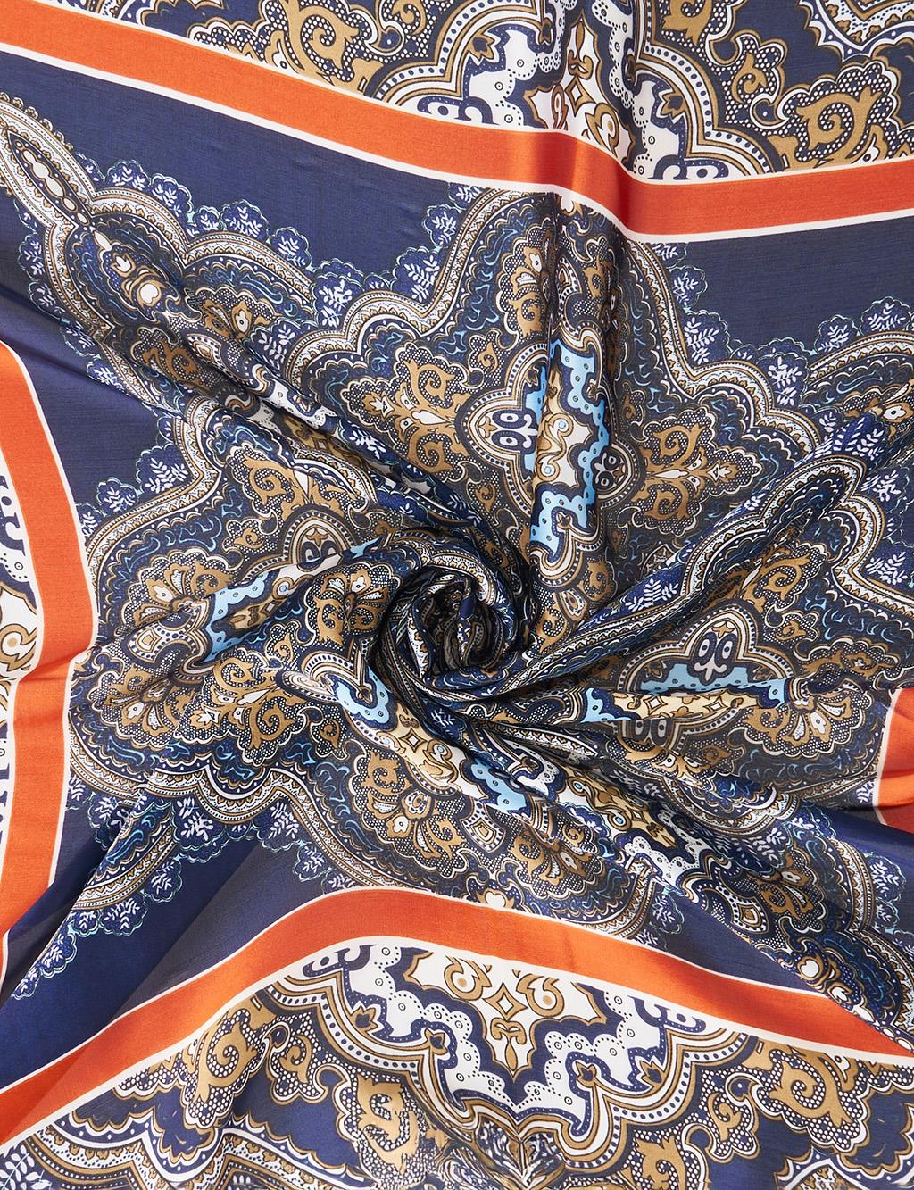 Navy Multi-Pattern Scarf
