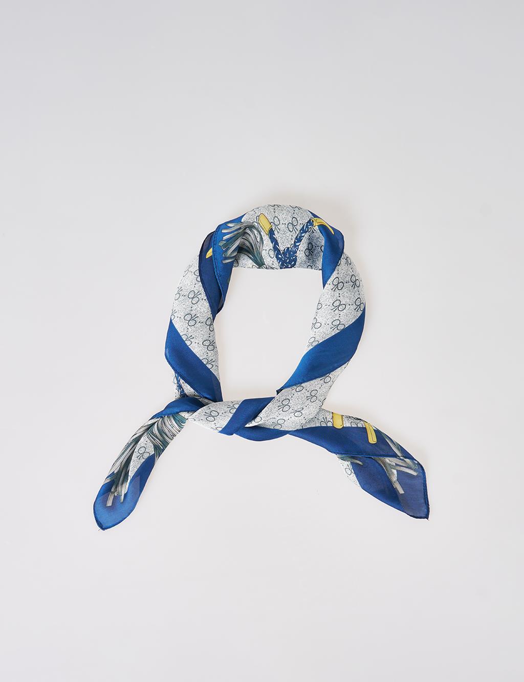 Grey-Navy Rope Pattern Scarf