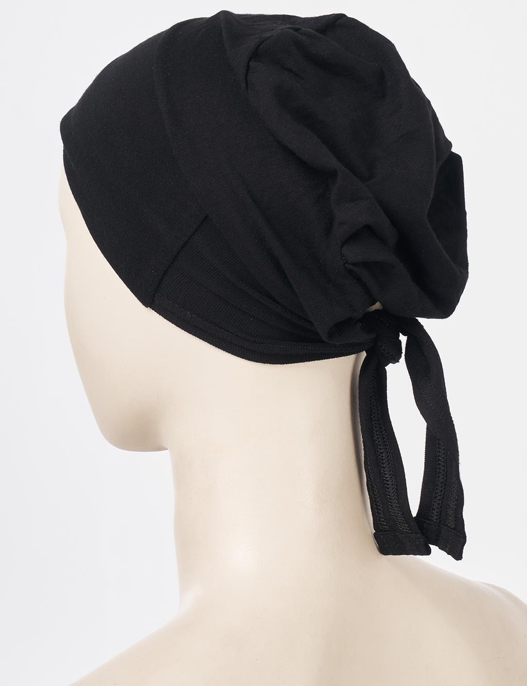 Black Tie-Back Stitched Bonnet