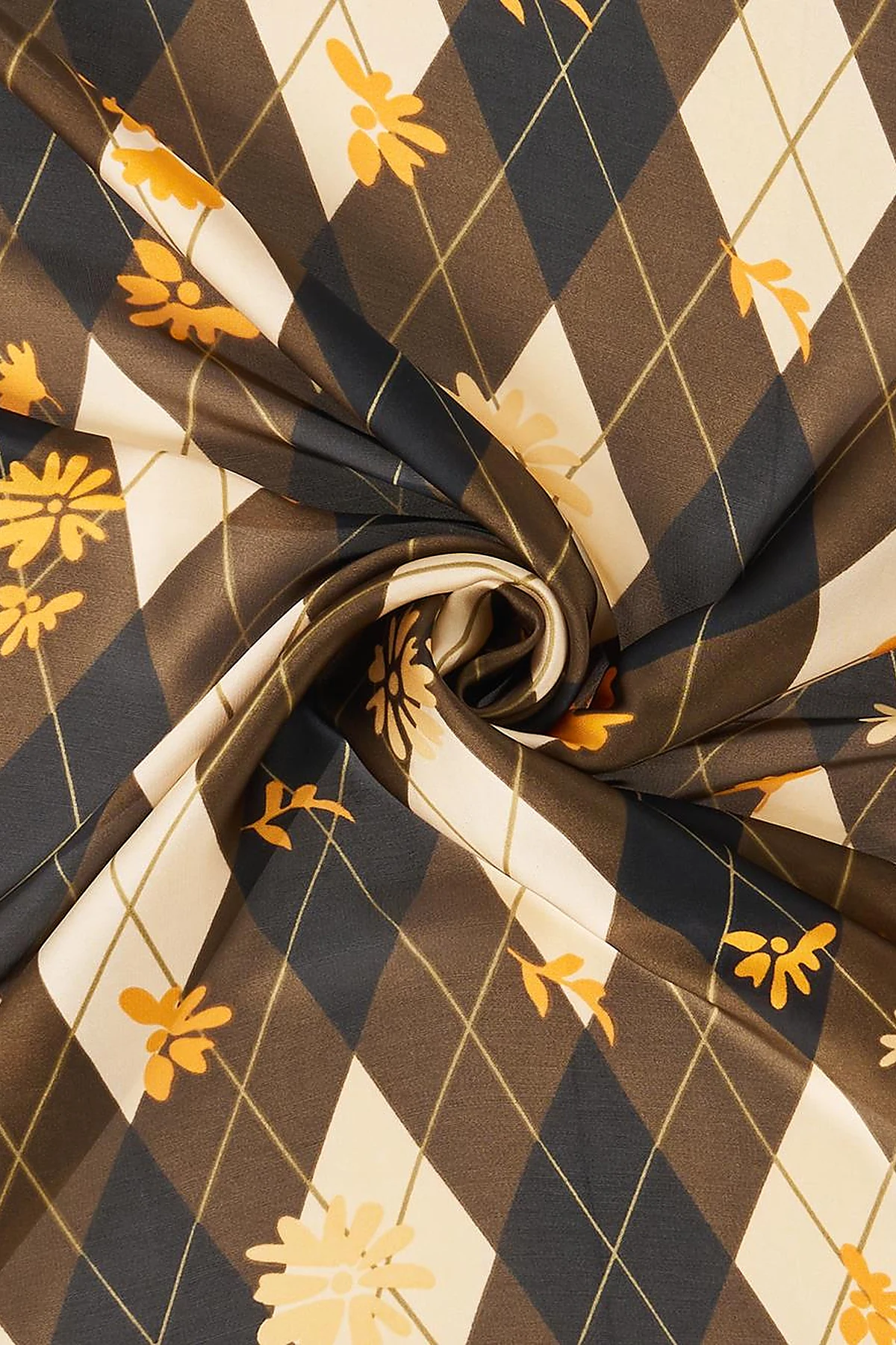 Brown-Ecru Diamond Pattern Scarf